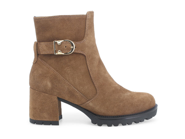 Melluso Stivaletti Zip con Fibbia Decorativa Tomaia Camoscio Marrone L5331D-229258